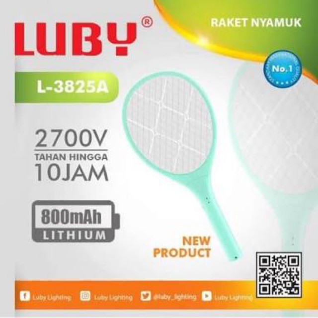 Raket nyamuk Luby 3825 A baterei lithium (kabel power)
