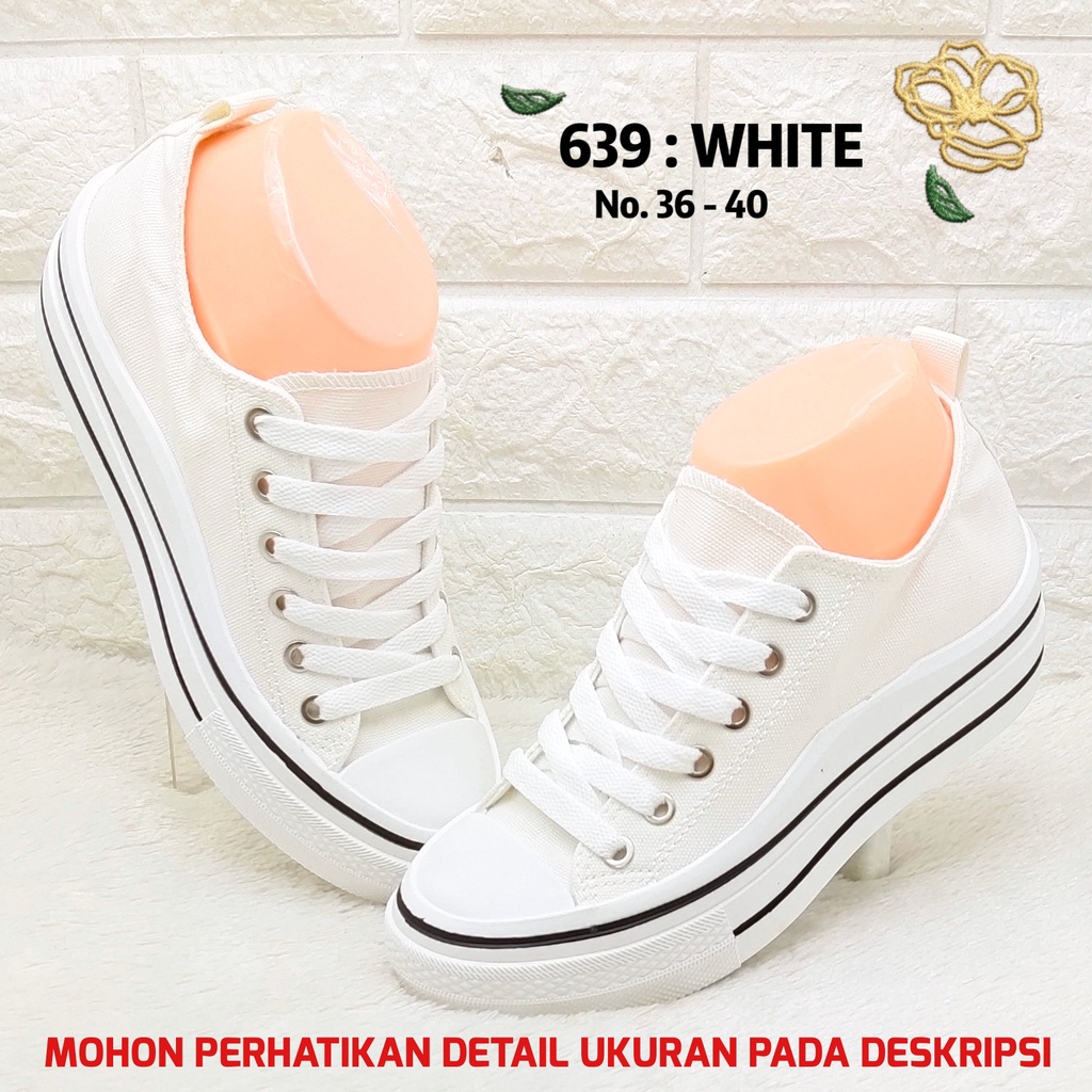Sepatu Kuliah Remaja Perempuan 639 Sneakers Putih Cewek Kekinian SPTSW-White