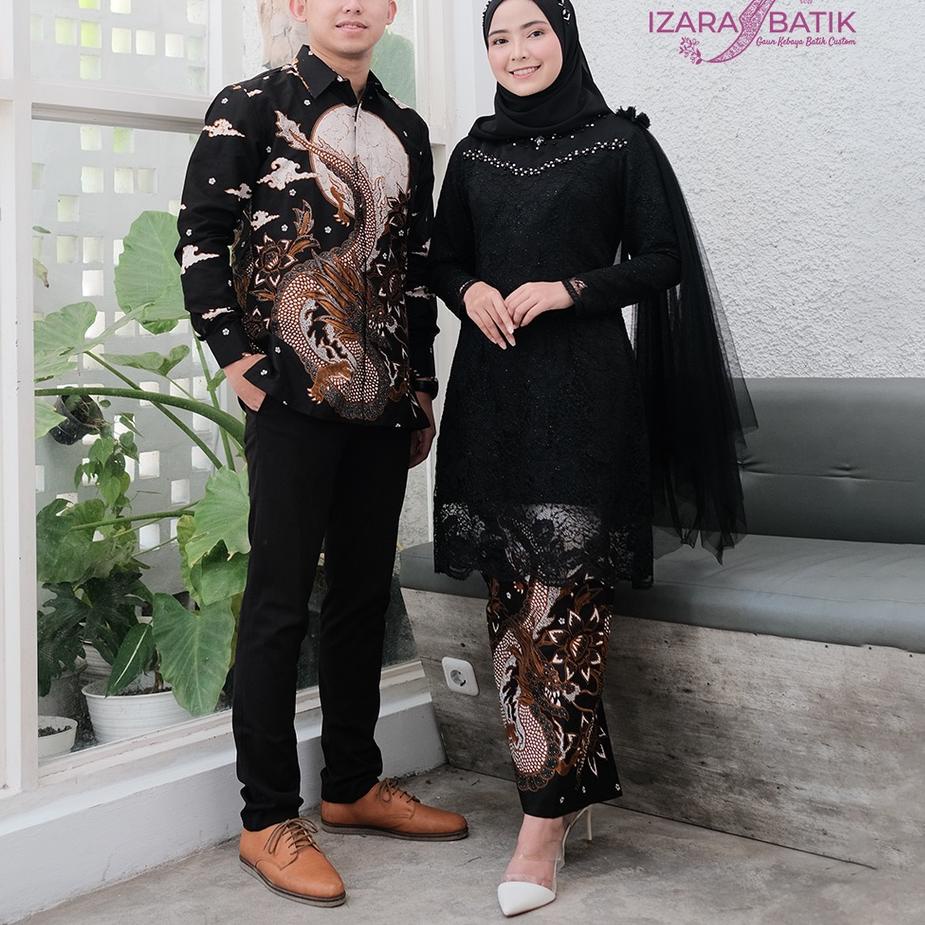 Paling Sesuai.. Couple Adelia Hitam - Gaun Kebaya Batik Modern