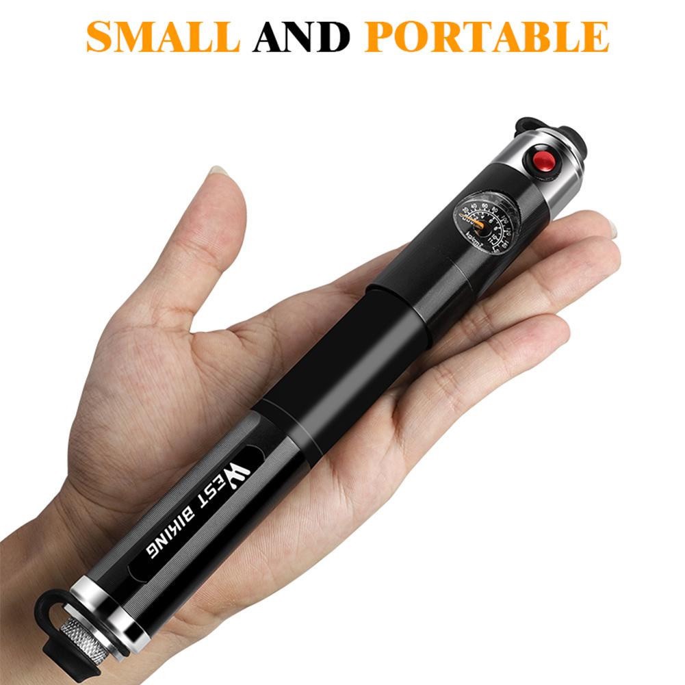 WEST BIKING Mini Portable Bike Pump with Pressure Gauge - 160PSI - Pompa Sepeda Manual Portabel