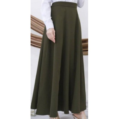 TERLARIS !!! ROK PANJANG JUMBO SPANDEK JERSEY WANITA TERMURAH /  ROK PANJANG MAX BB 80 KG BAHAN PREMIUM BISA COD-HIJAU ARMY