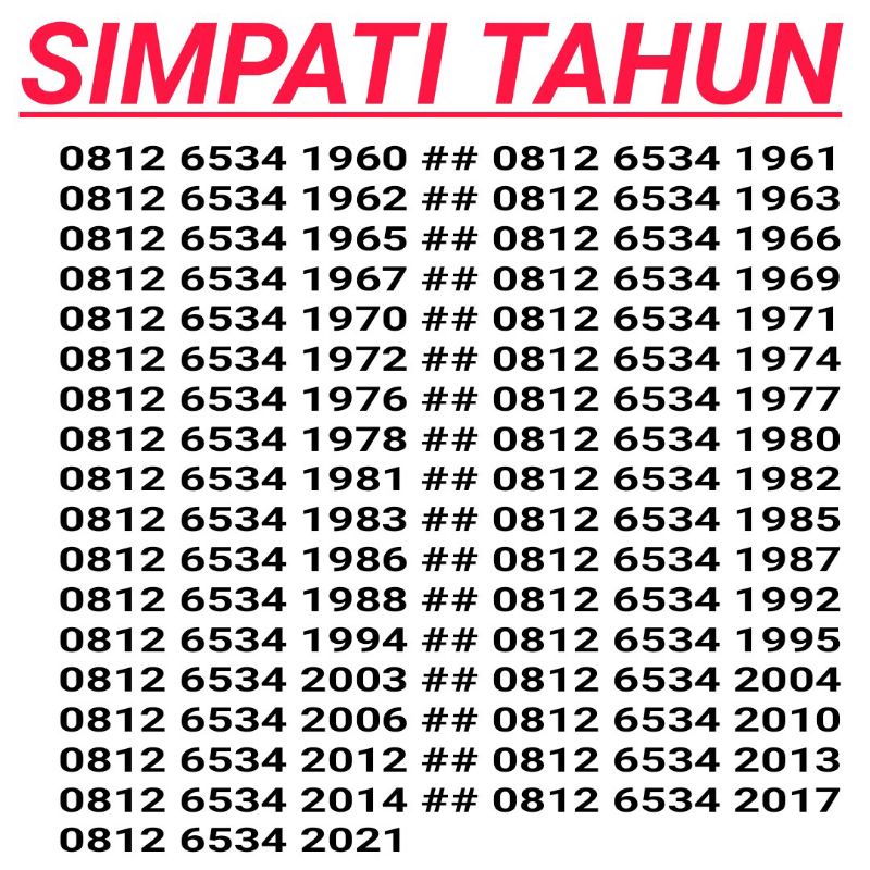 nomor cantik simpati 4g telkomsel tahun