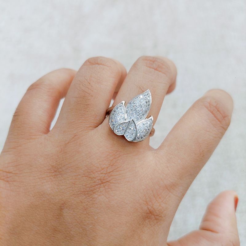 Cincin perak 925 batu zircon putih