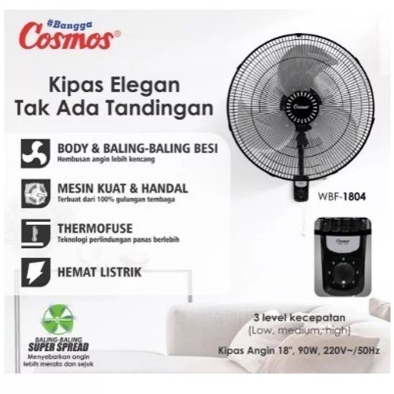 Wallfan cosmos WBF-1804 / kipas dinding cosmos besi WBF 1804