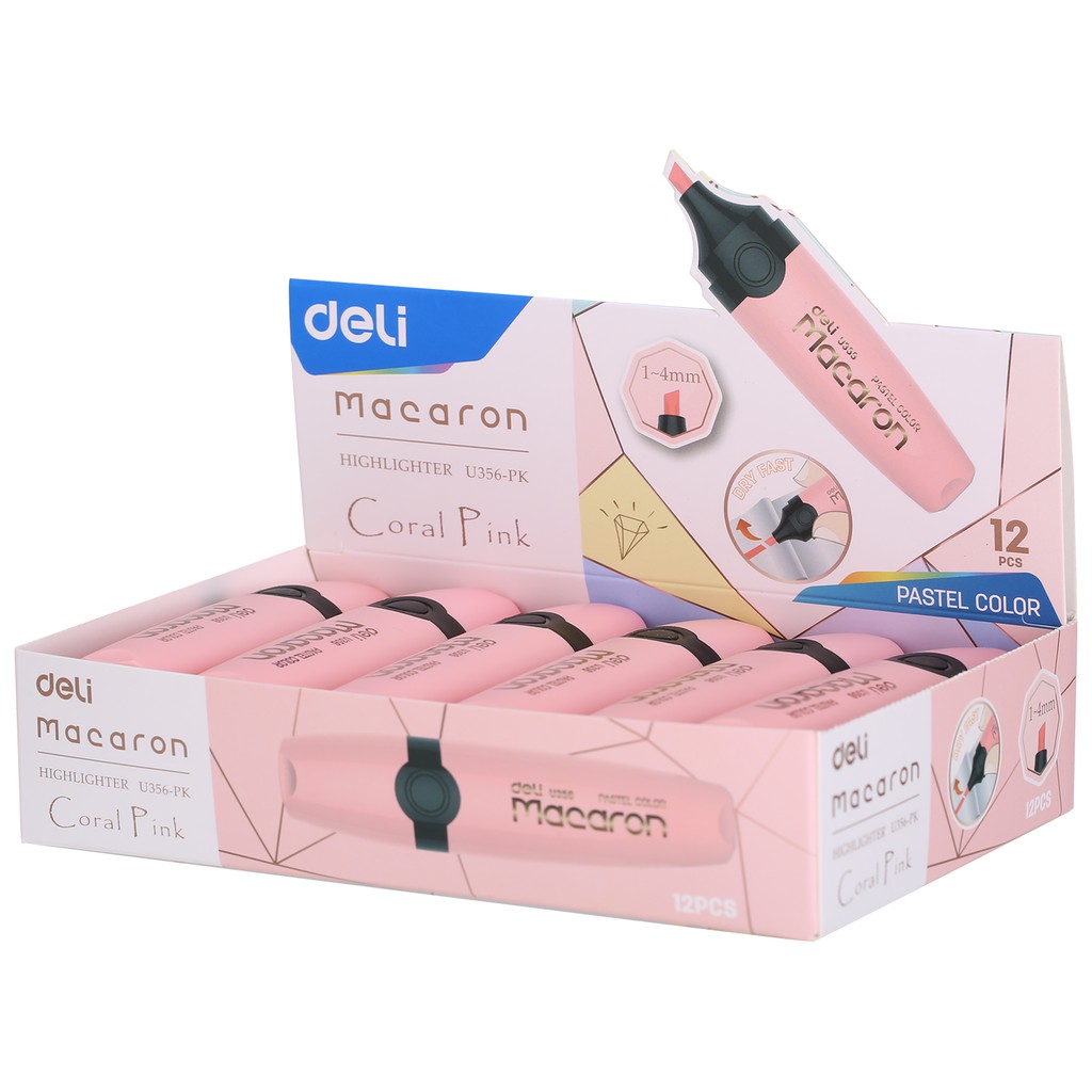 

Deli Macaron Highlighter Mint Green/Honey Yellow/Coral Pink/Peach Orange Tidak Beracun EU356
