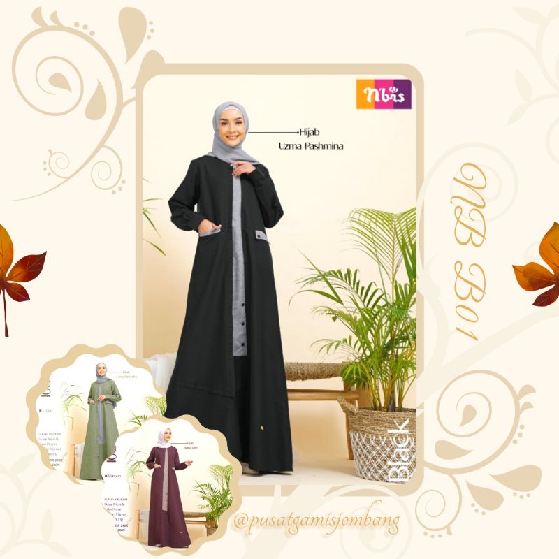 BAJU GAMIS DRESS NIBRAS NBRS NBB01 NB B01 NBB 01 TERBARU HITAM ORIGINAL ORI BRANDED POLOS BUSUI MENY