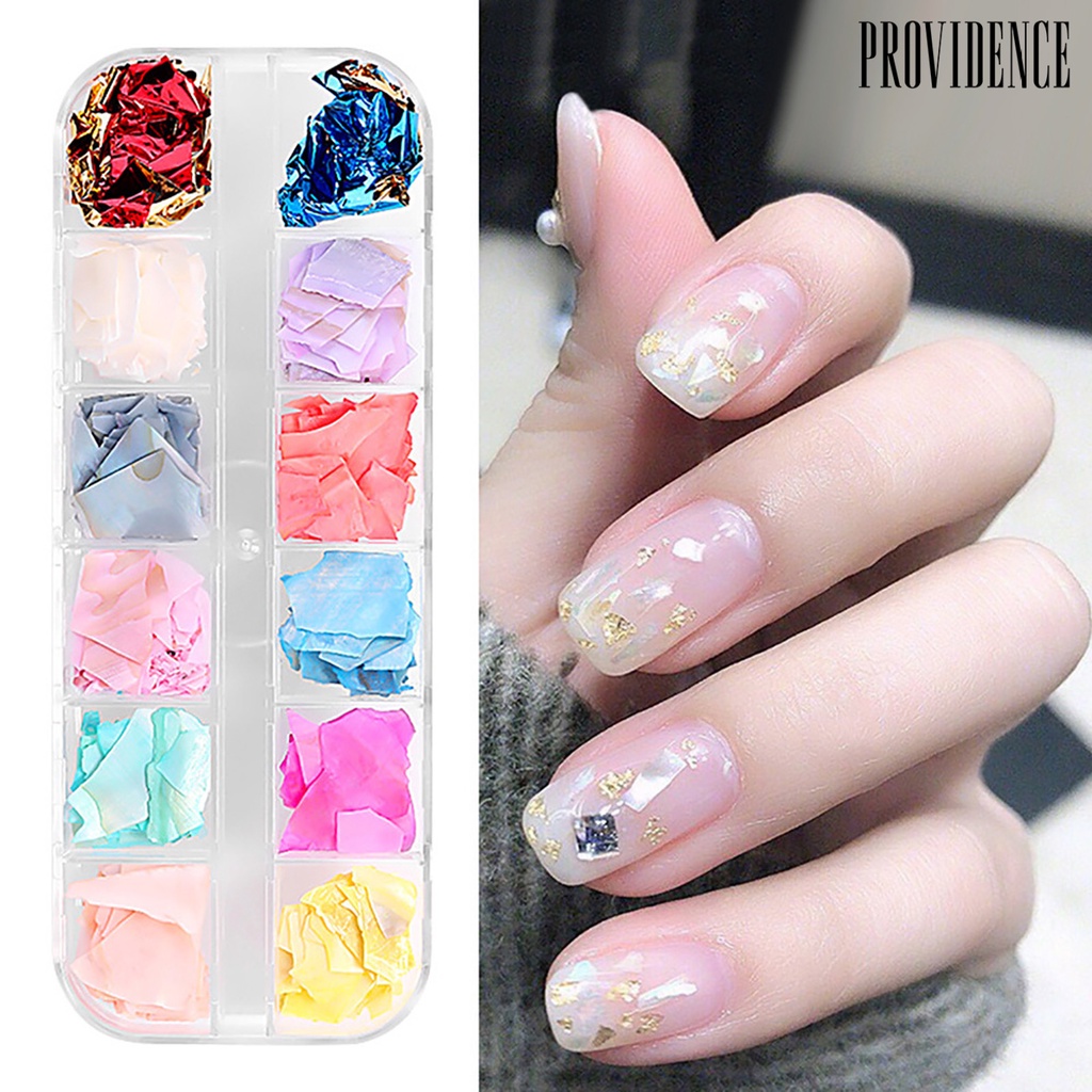 Providence 12 Mix Colors Shiny Charming Attractive Shell Nail Art Sequins for Party