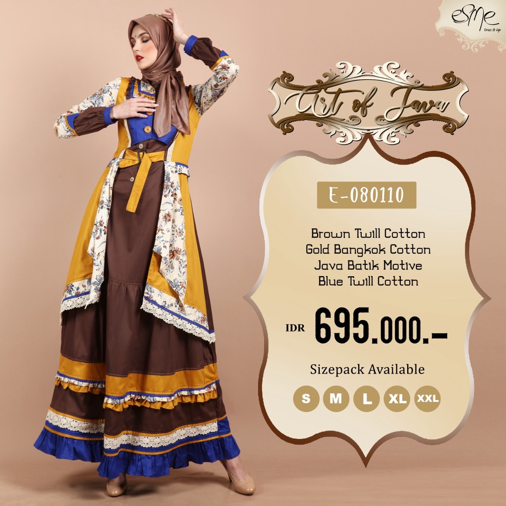 ESME ART OF JAVA E-080110 / GAMIS BATIK UNIK / GAMIS ESME BATIK ORIGINAL