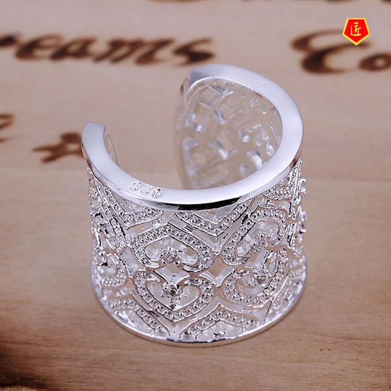 [Ready Stock]Silver Classic Diamond-Studded Ring Women's Fashion Simple