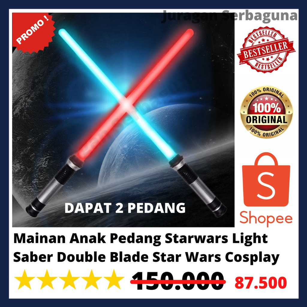 Pedang Starwars Mainan Lightsaber Star Wars Anak Cosplay Warna Warni Suara Isi 2pcs Murah Bagus