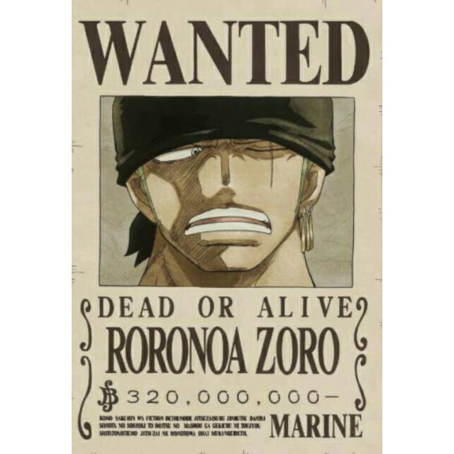 Poster Buronan Roronoa Zoro One Piece Laminasi Laminating Shopee Indonesia