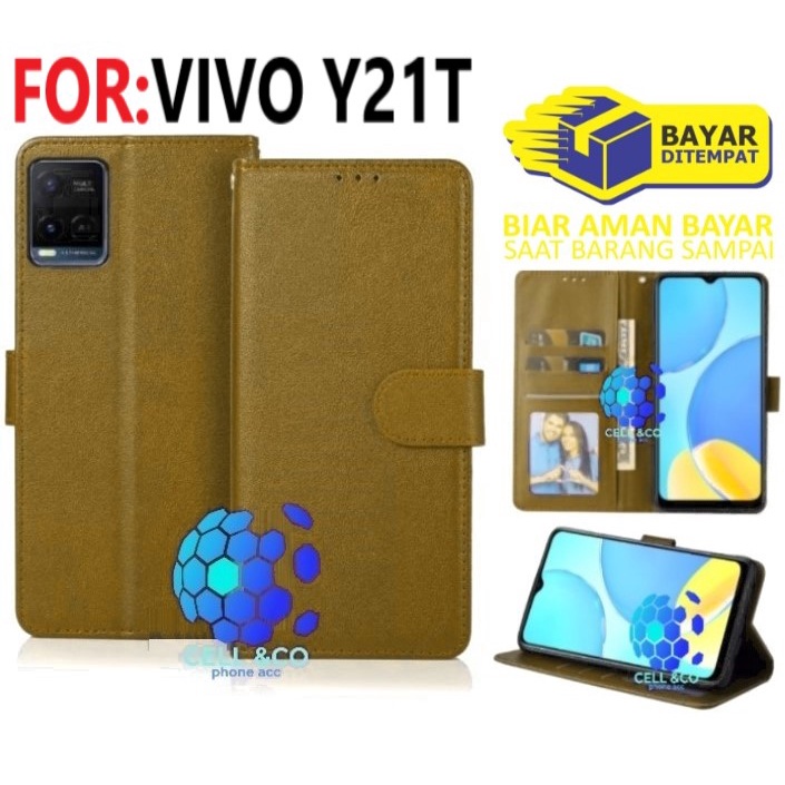 NEW VIVO Y21T CASE FLIP LEATHER WALLET PREMIUM FLIP CASE BUKA TUTUP KESING HP CASING FLIP CASE WALLET VIVO Y21T