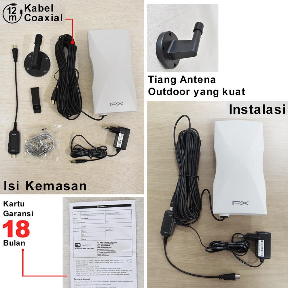 PX DA-5900 Antena TV Digital dan Analog Super BOOSTER bonus Kabel 12M ANTENA Indoor Outdoor STB bisa