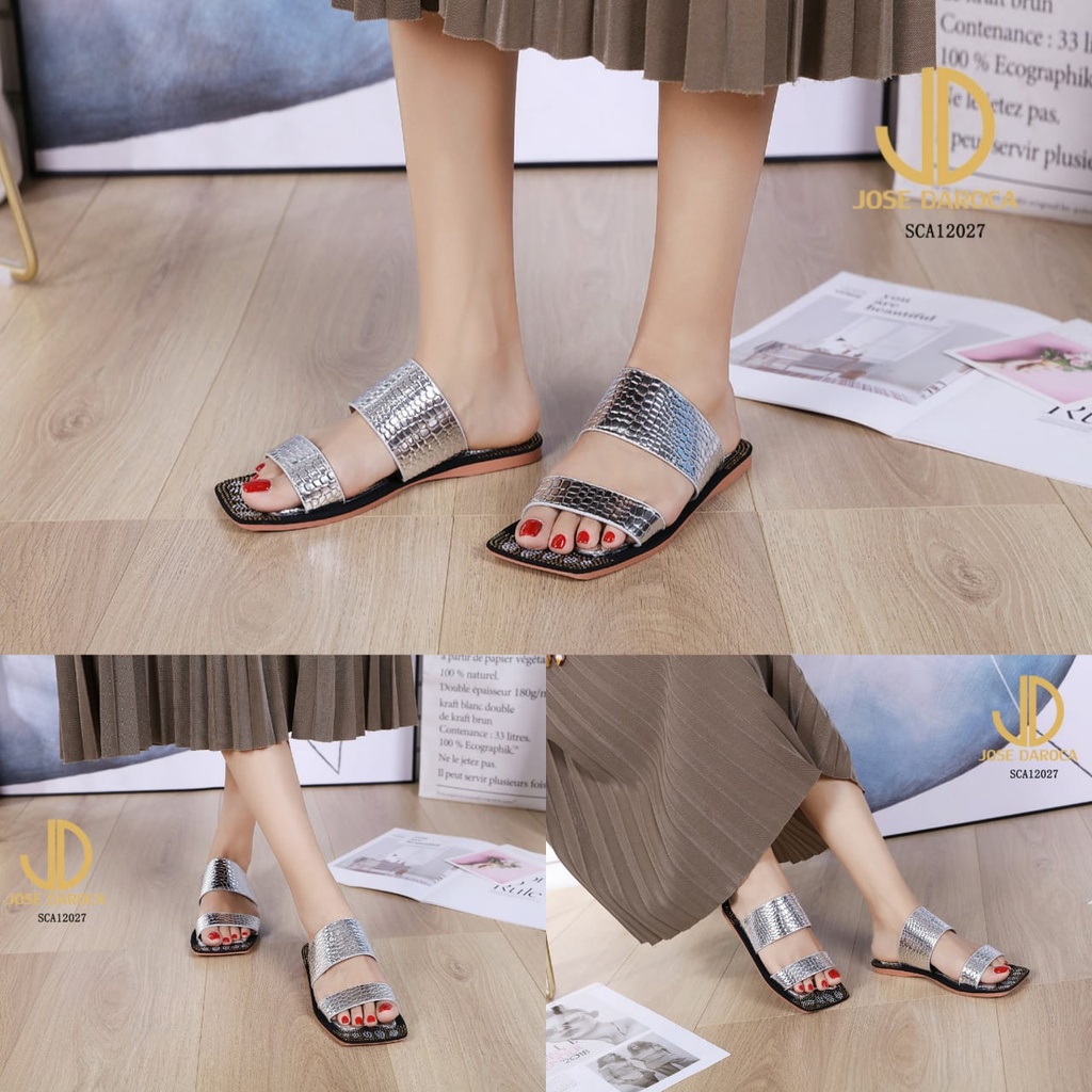 JOSE DAROCA Double Strappy Sandal Snake Leather #SCA12027#  Original