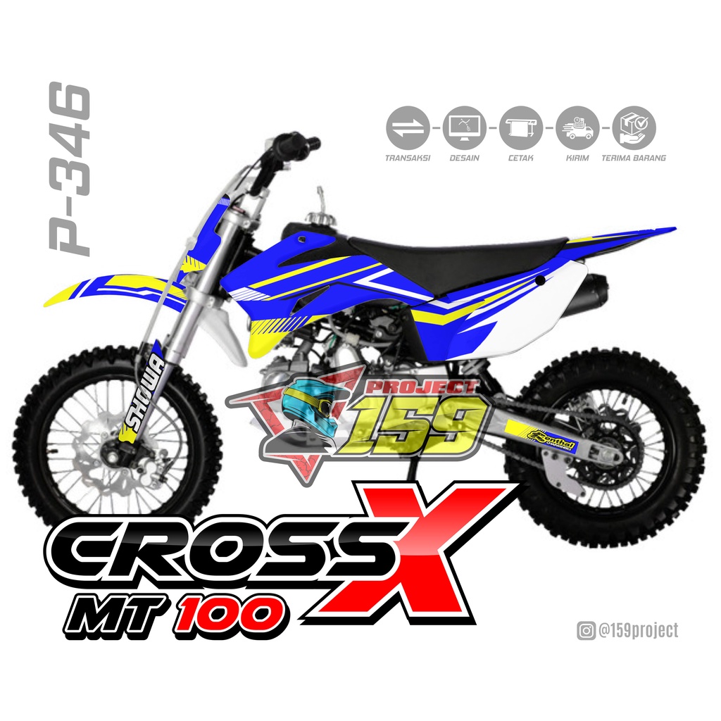 Stiker Motor Minicross Viar Cross X 100 Versi Lama  - P-346 Mini Trail Blue