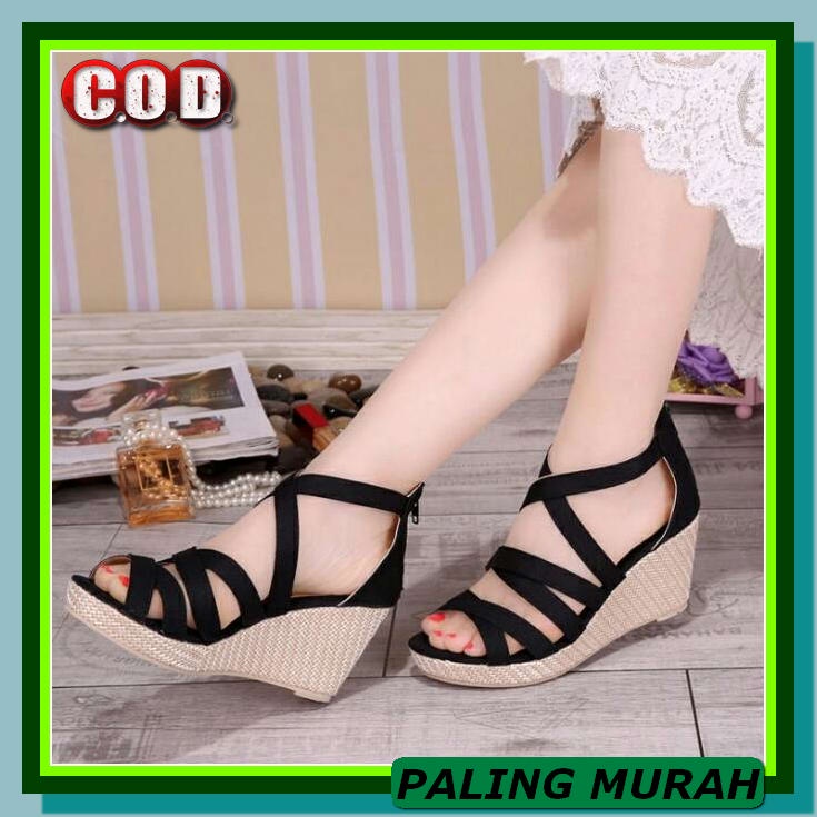 Sepatu Wedges Casual Wanita Wejes Cewek Kasual Trendy Elegan Prem LD609 Ks 07 Wedges Casual