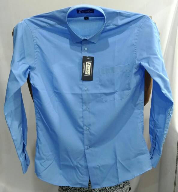 Santa Ricci Kemeja Pria Slimfit Panjang Murah Maroon Biru Putih Hitam Biru Elektrik Abu Tua Navy
