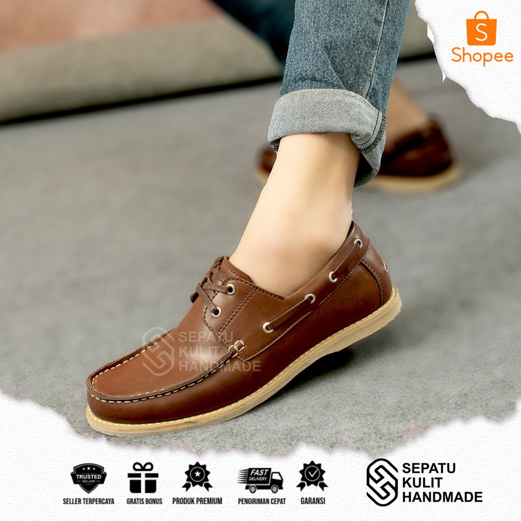 SKH x SMARTA - Sepatu Bunut Pria Kulit Sapi Asli Original 100% Pancus Casual Remaja Dewasa Laki Laki