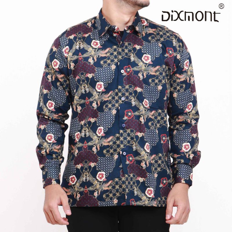 Dixmont Kemeja Pria Batik Panjang Hem BL03021