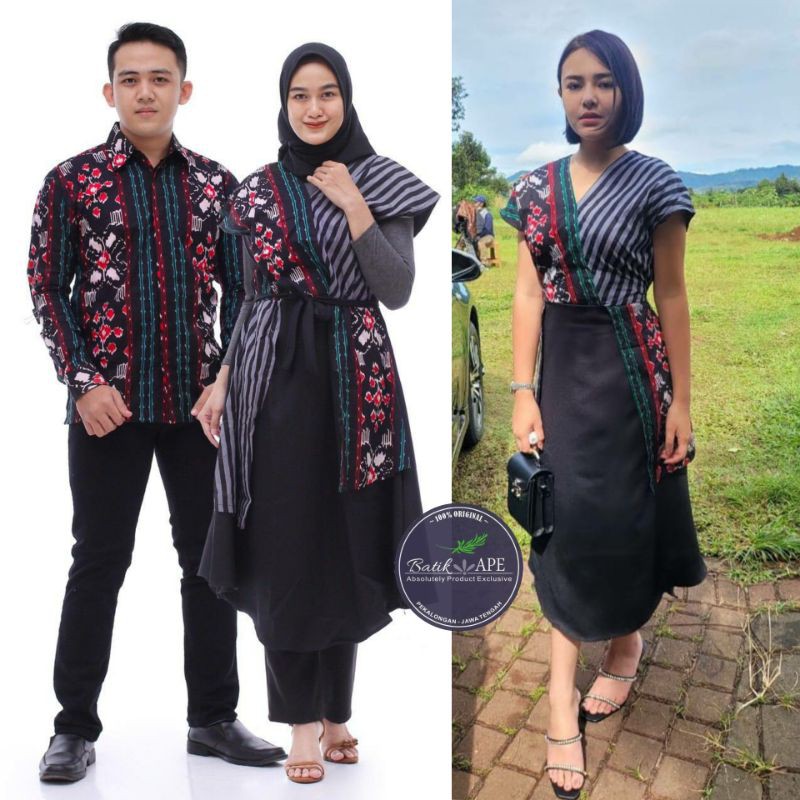 COUPLE DRESS ANDIEN ANDIN IKATAN CINTA AMANDA MANOPO BATIK KOMBINASI TOYOBO MOSCREPE TILE EXCLUSIVE