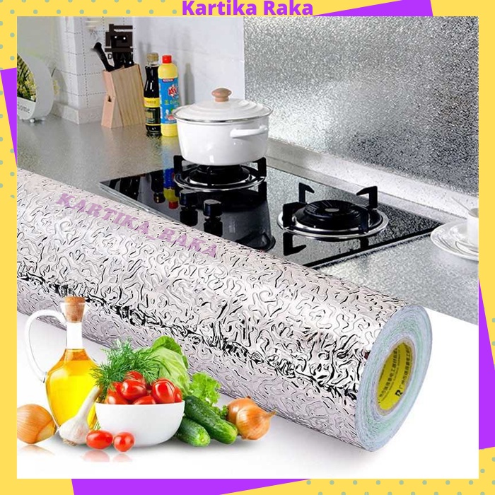 KR Wallpaper Wallstiker Dapur Bahan Alumunium Aluminium Foil Anti Minyak Air Waterproff Sticker Sriker Dinding Dapur 100cm x 60cm