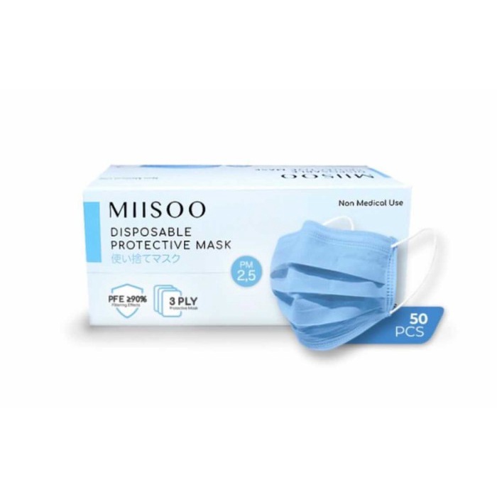 36Fgh Masker Misoo Protective 3Ply Earloop - Biru YY876768