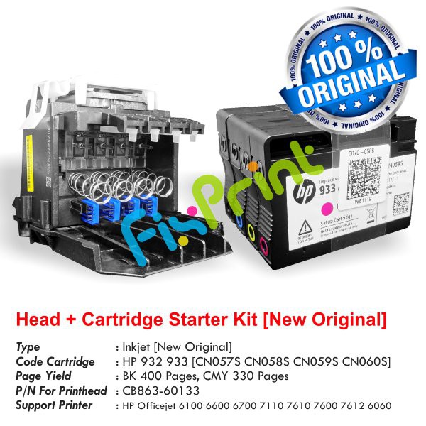 Print Head + Cartridge Tinta 932 933 Original HP Officejet 7610 7612 7110 7600 Printhead Kit HP 7610