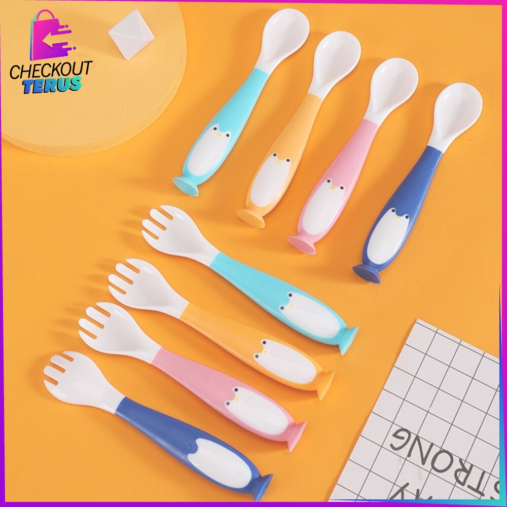 CT C345 Sendok Makan Bayi Sendok Bengkok Bayi Perlengkapan Bayi Sendok Garpu Set Anak Bayi Sendok Makan Bayi Silikon Fleksibel Spoon BPA Free