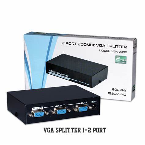 VGA SPLITER 1 TO 2 PORT 200MHZ + ADAPTOR / VGA SPLITTER 2 PORT