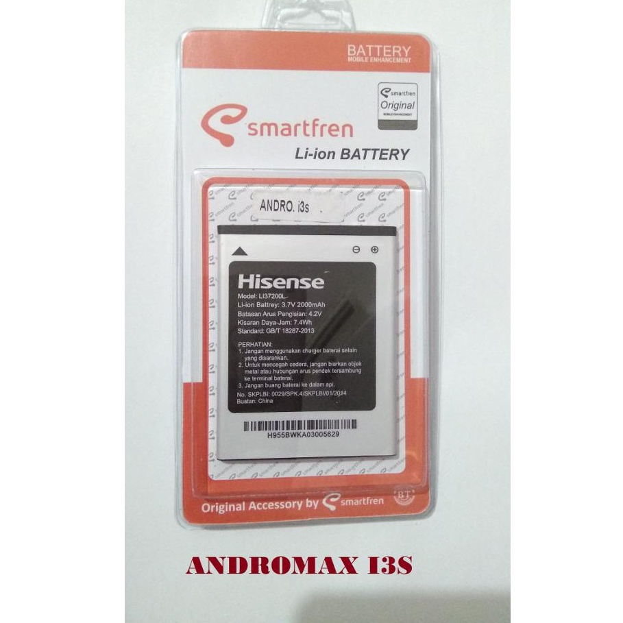 Baterai Batre  Andromax Smartfren i3 LI37200L 2000 MAH Original 99% Batre  Battery