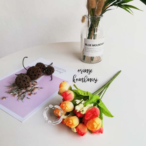 Bunga plastik mawar mini kuncup / Mini rose buds artificial flower-7