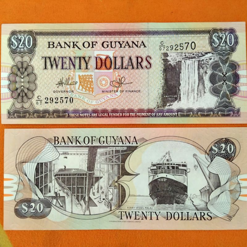 Uang Kertas asing Guyana 20 Dollar