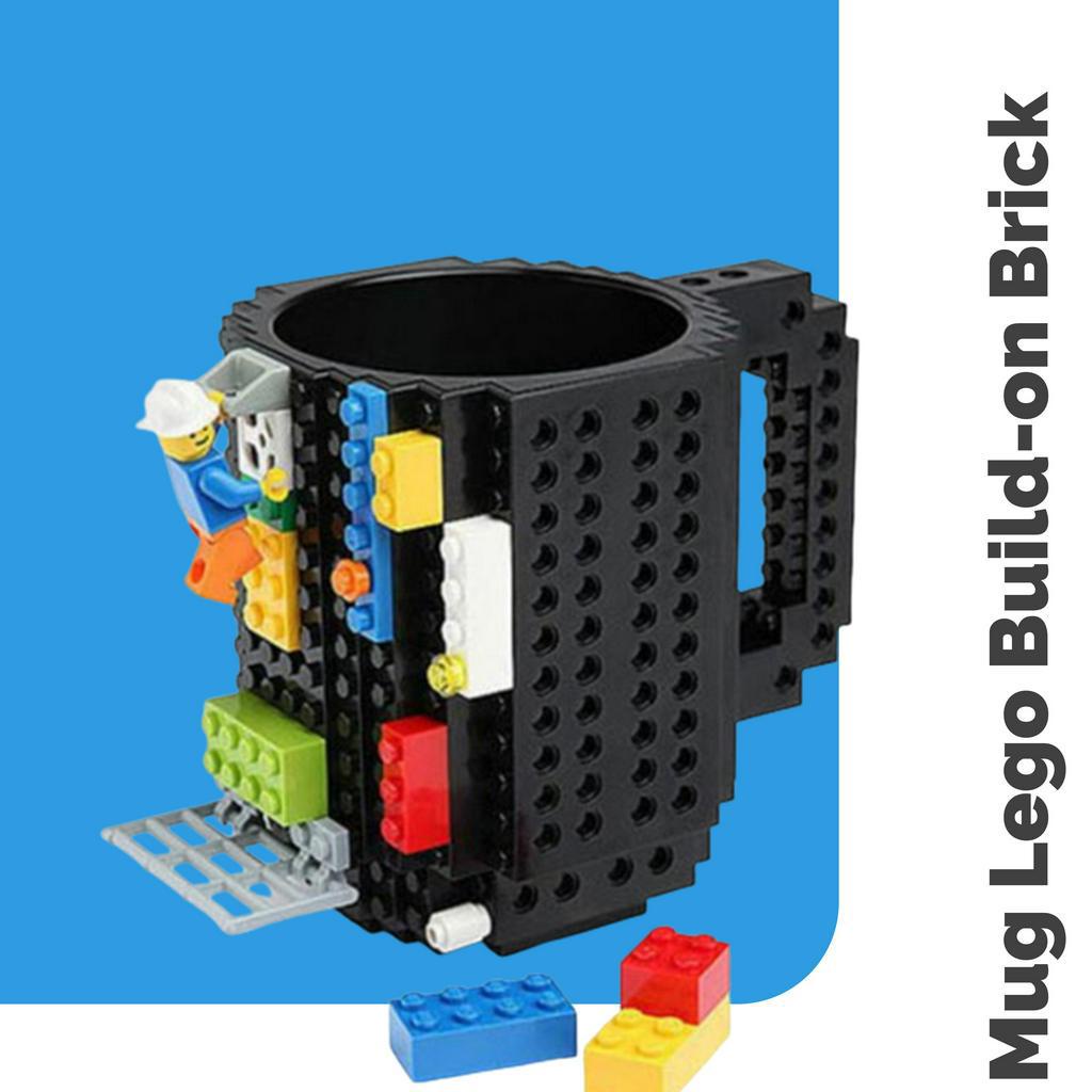 [FOOD GRADE] Gelas Mug Anak 350ml Lucu Unik Lego Build-on Brick BPA FREE