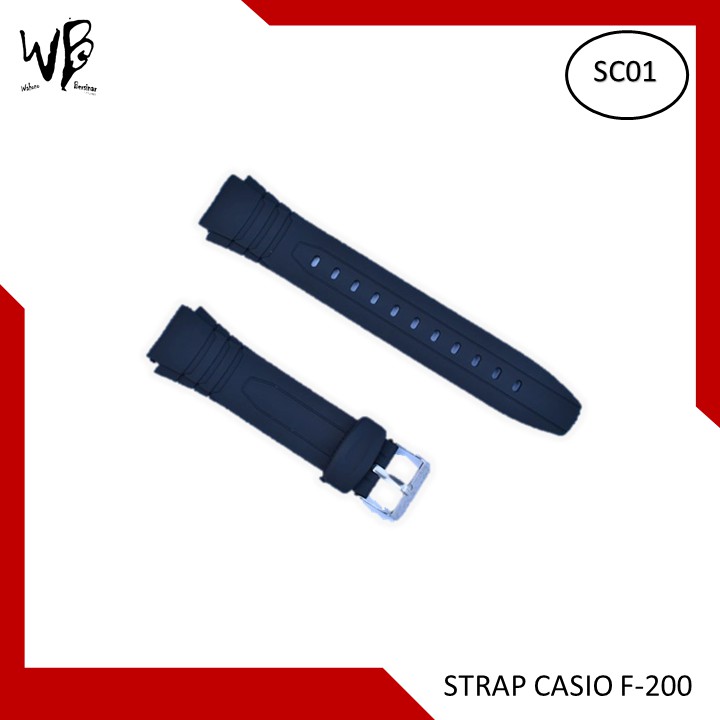 Tali karet Jam tangan casio F-200w Hitam