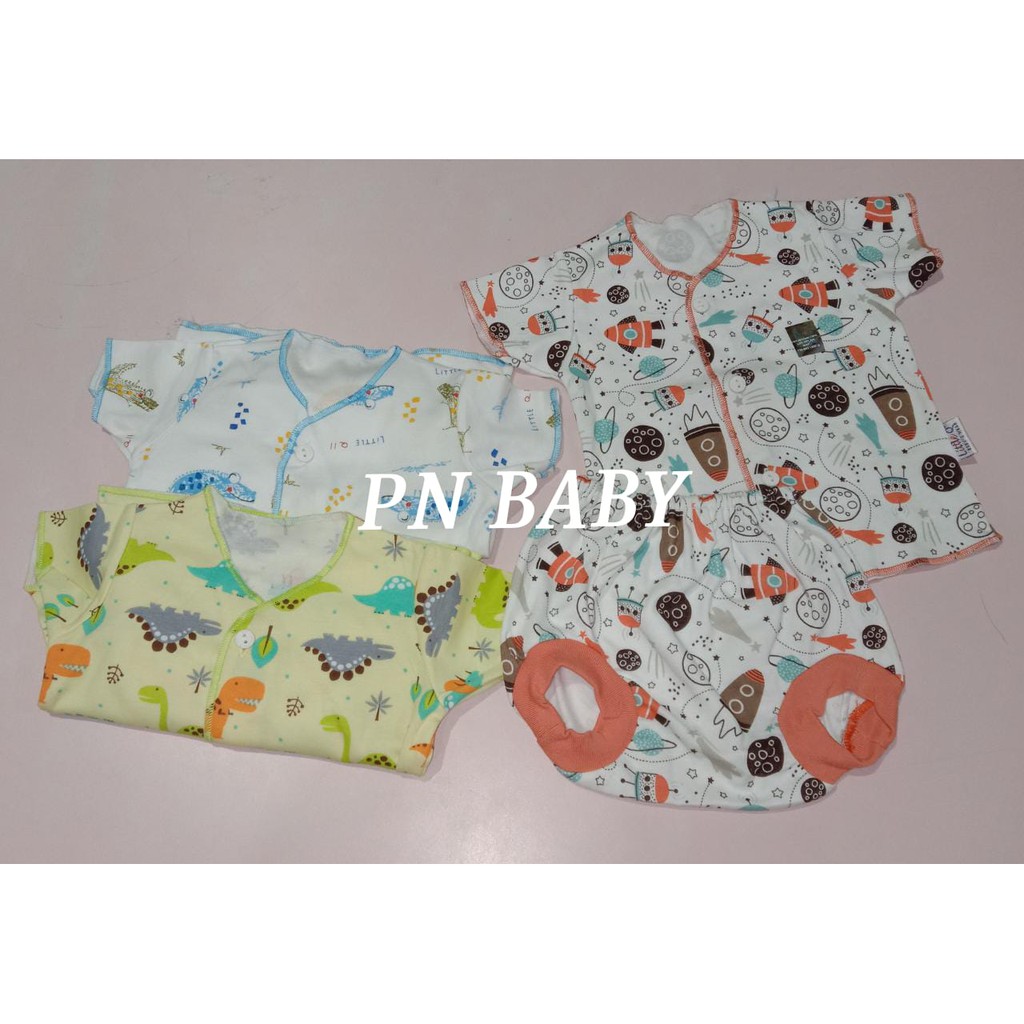 Setelan Baju Bayi New Born Lengan Pendek &amp; Celana Pop