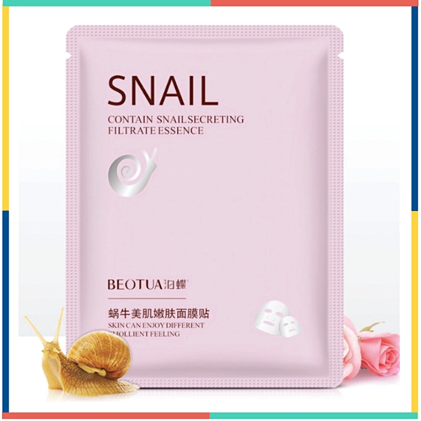 BEOTUA SNAIL MASK NATURAL SKIN CARE SHEET MASKER WAJAH GLOWING WHITENING BQ025