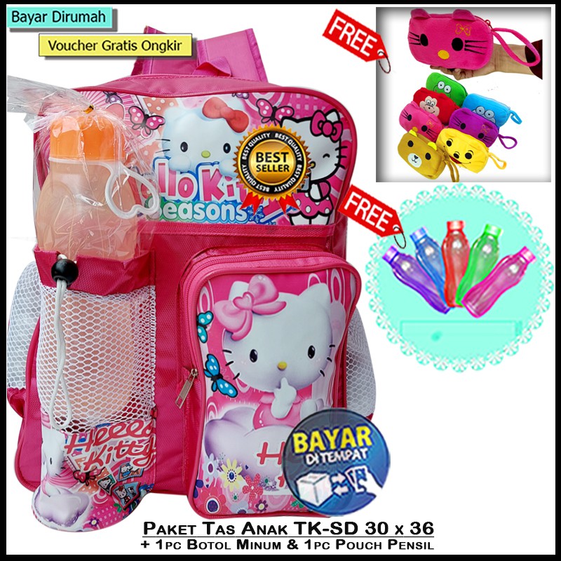 [Paket] Tas Sekolah Anak TK-SD Tas Sekolah Anak Perempuan Tas Free Botol &amp; Pouch