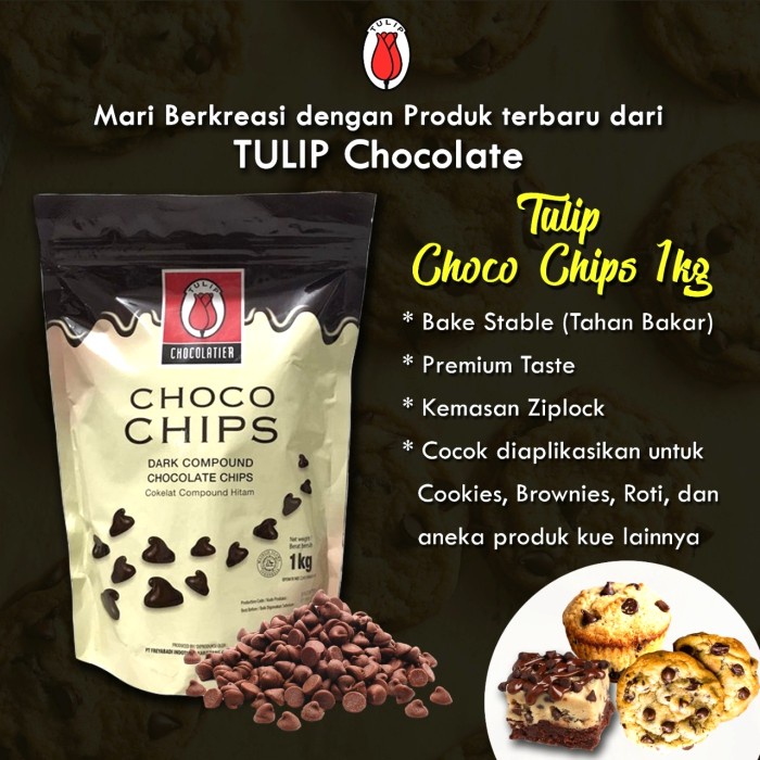 

rg201tg Tulip Dark Compound Choco Chocolate Chip Chips Tulip 1 Kg Bukan Repack Xz20X1Z11