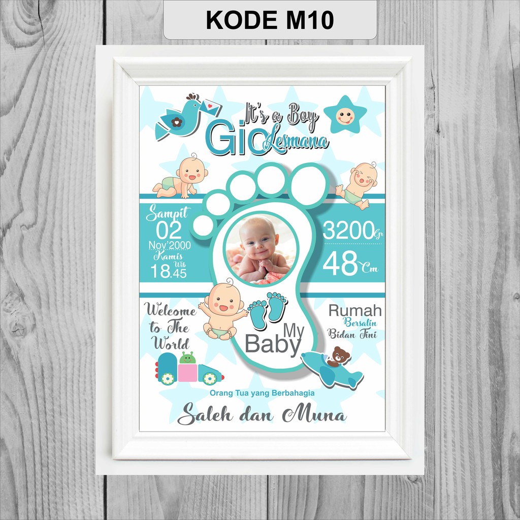 (Free Ongkir) BIODATA BAYI/BABY BIODATA PIGURA FRAME CUSTOM
