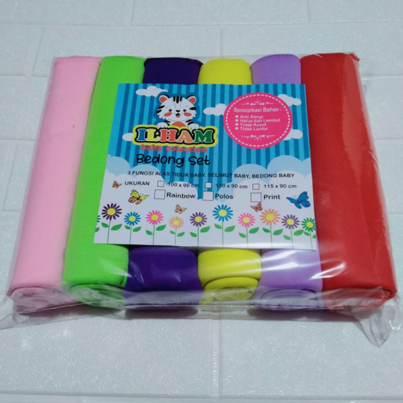 6PCS BEDONG BAYI RAINBOW UK 110X90 DAN 115X90CM BAHAN ADEM LEMBUT HALUS