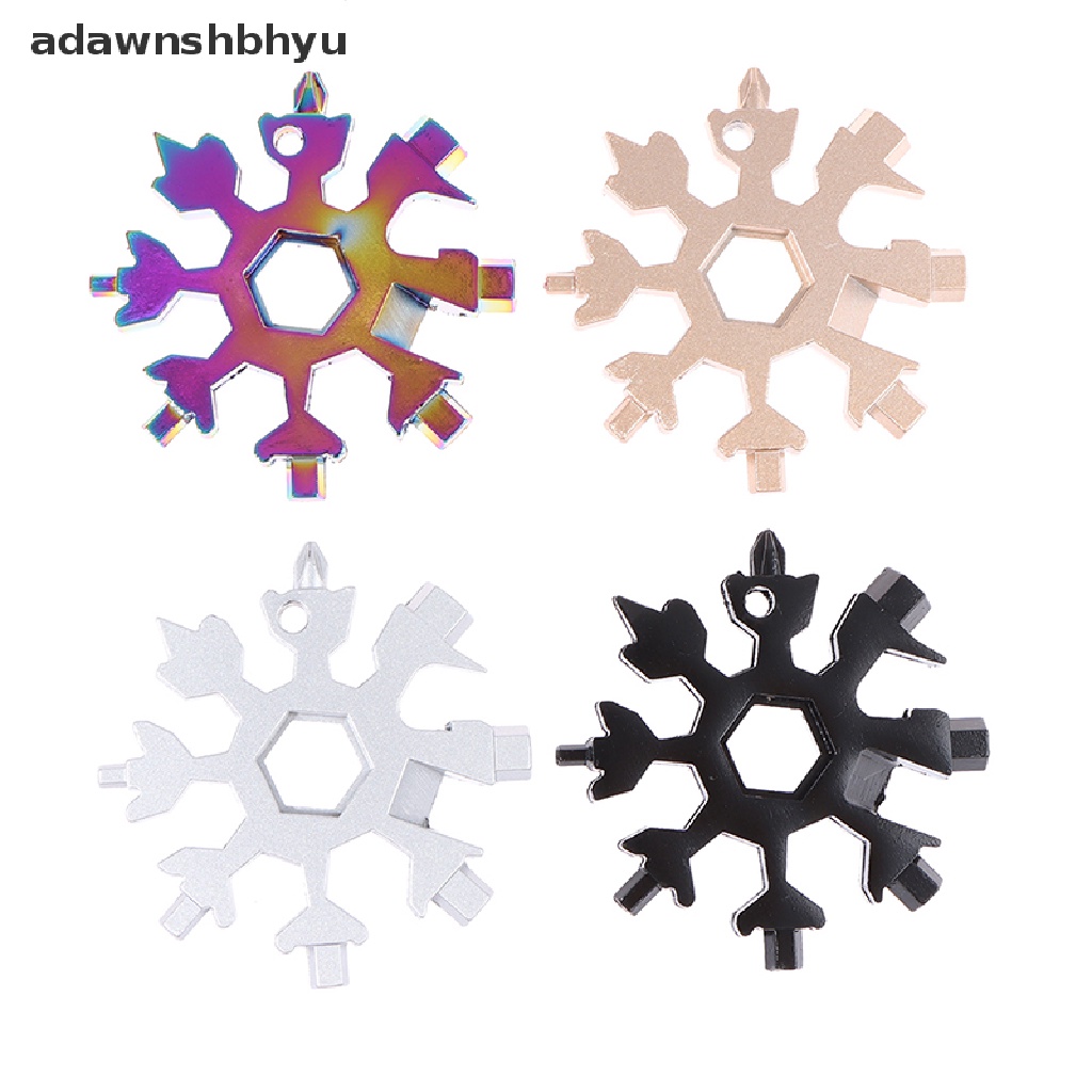 Adawnshbhyu 18in1 Snowflake Mini Multi Pocket Hex Wrench Spanner Gantungan Kunci Pendakian Luar Ruangan