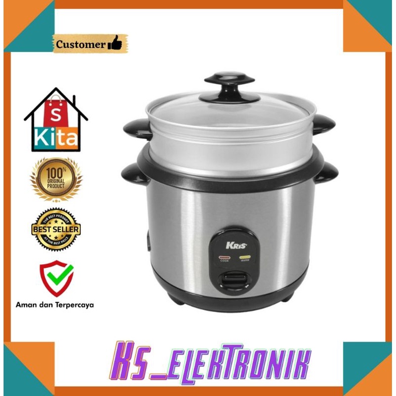 Kris Rice Cooker 1,8 Liter Silver Dengan tempat Pengukus