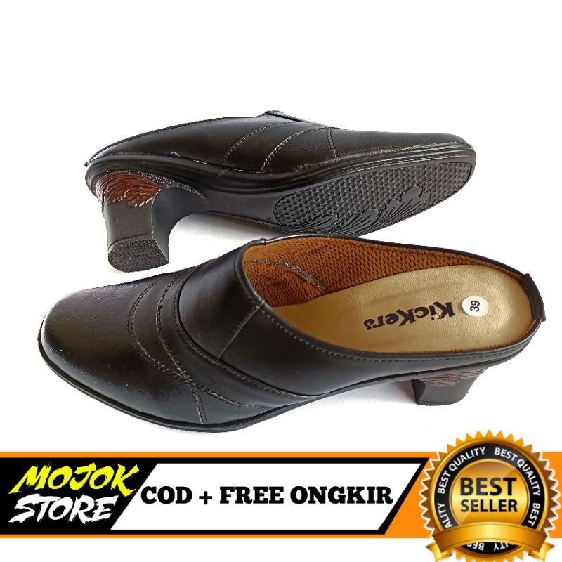 SANDAL WANITA HEELS SLOP KULIT/SENDAL HEELS SLOP/SEPATU SLOP WANITA