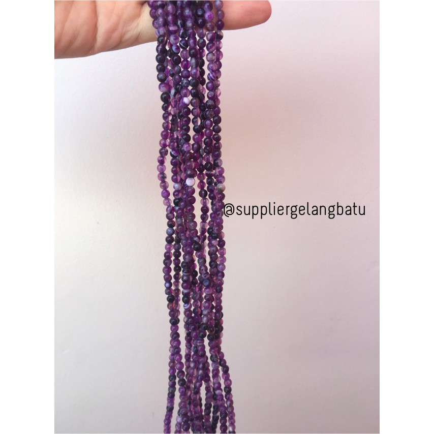 batu kecubung 4mm amethyst ungu akik alam aksesoris fashion craft amethys purple natural original