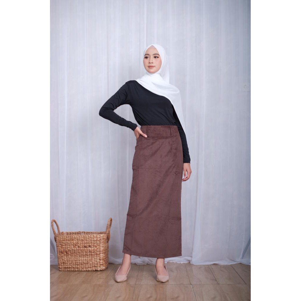 MANDA SKIRT - ROK CORDUROY BLUDRU - ROK SPAN SYARI - SPAN HIGHWAIST - REALPICTURE 100%