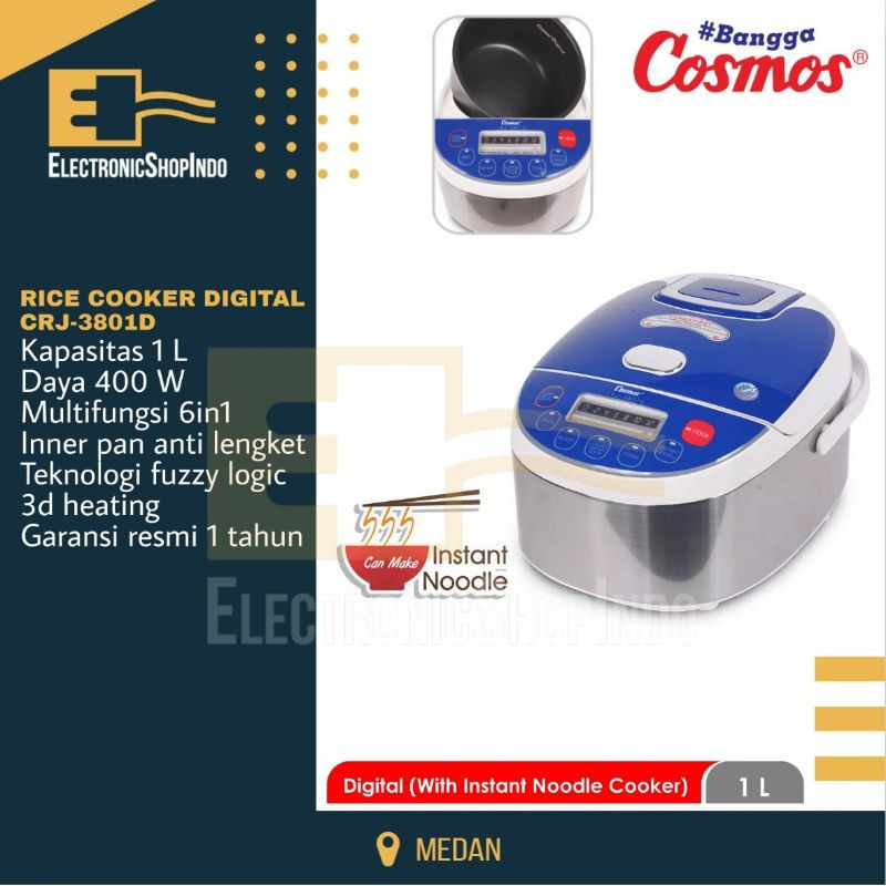Rice Cooker Digital COSMOS CRJ-3801D Kapasitas 1 Liter Magic Com Digital