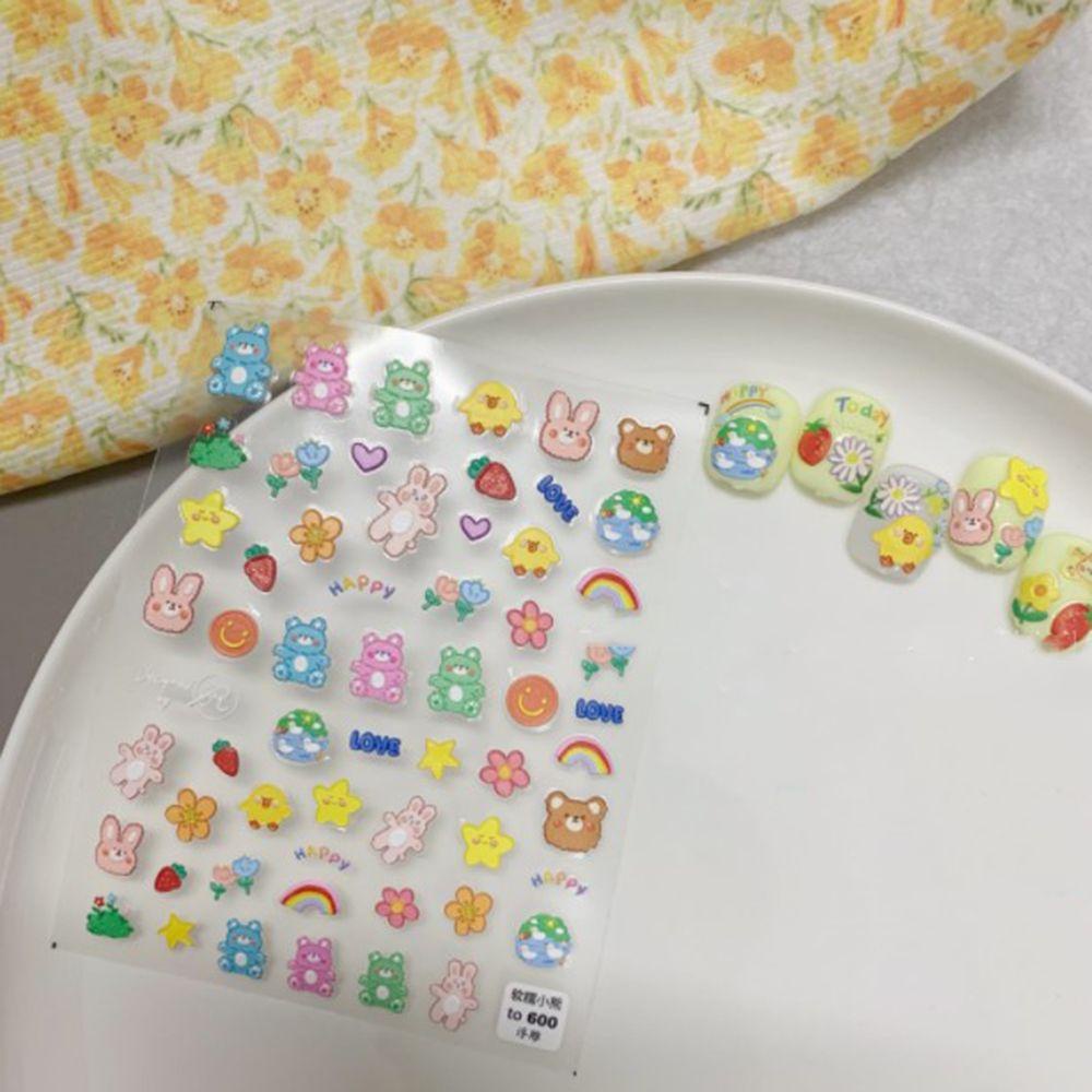 AUGUSTINA Agustina Stiker Nail Art Sweet Relief Donut Floret Little Bear Perekat Manikur Aksesoris