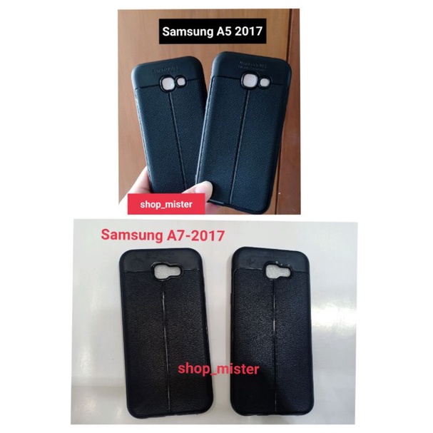 Case Softcase Autofokus Leather Samsung A5 2017 A7 2017 //Case Silikon Black Samsung A5 2017 A7 2017