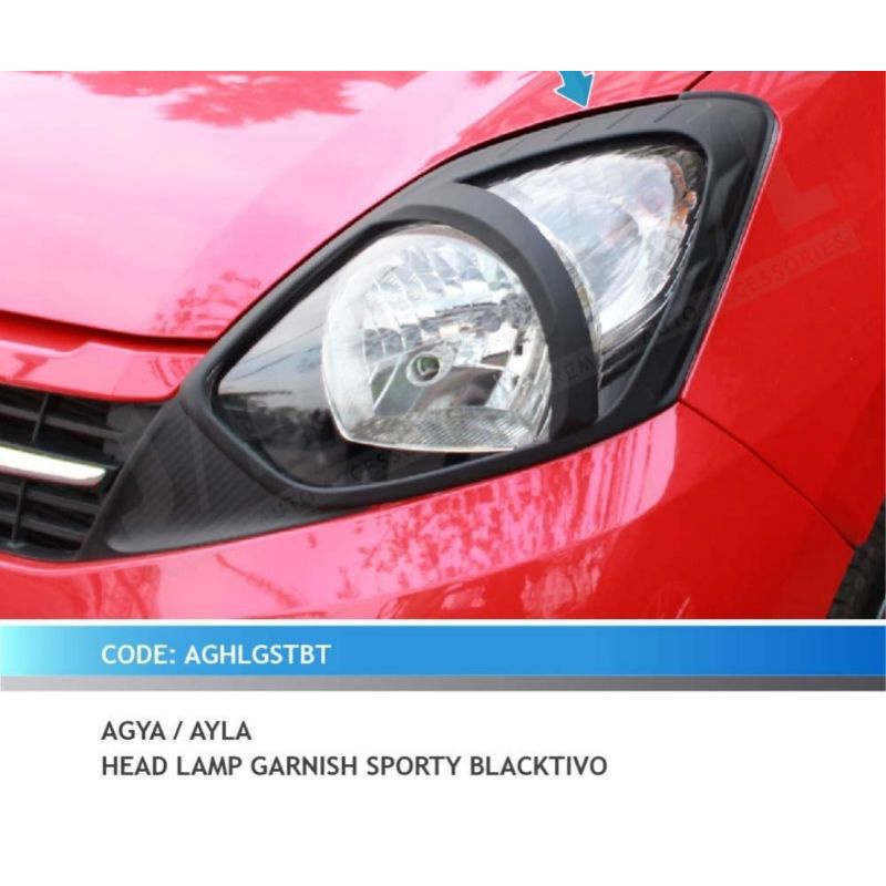 AGYA / AYLA 2013-2016 GARNISH LAMPU DEPAN SPORTY BLACKTIVO