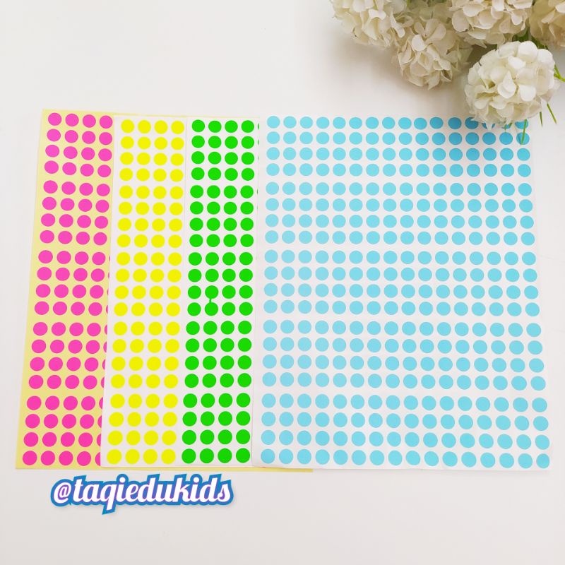 label stiker bulat warna warni
